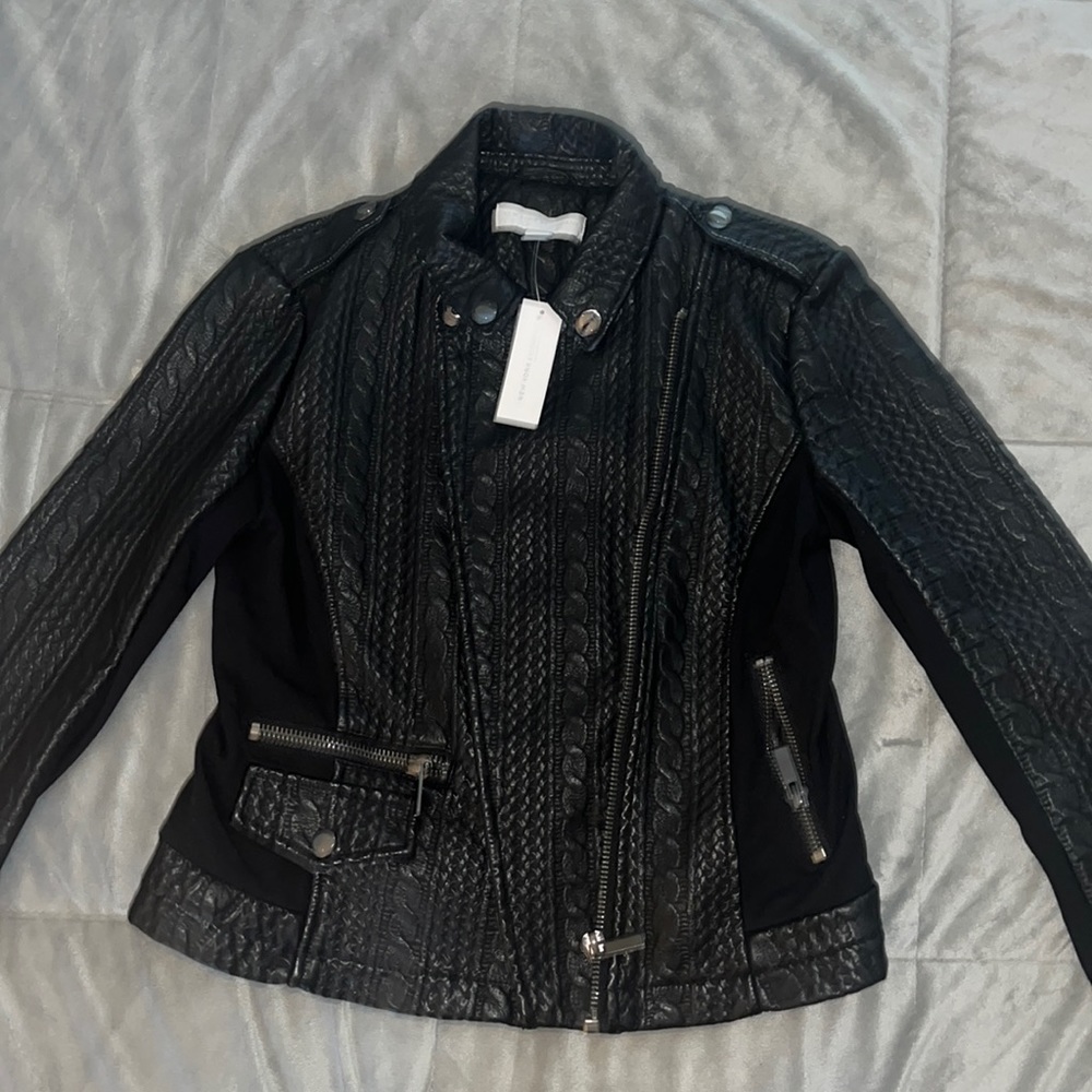 Brand New New York & Company Black Leather like Jacket. Ladies Small.